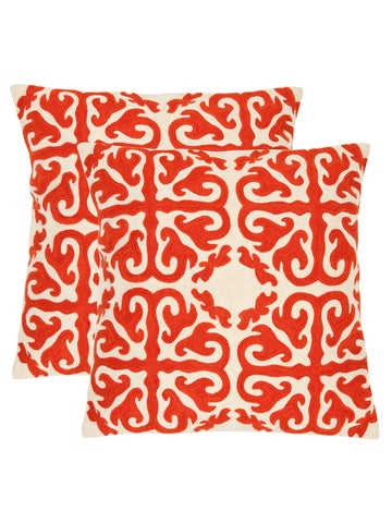 Safavieh Pillows Orange Sunburst Pillows (Set of 2) - Orange